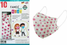 Famex Μάσκα Προστασίας FFP2 NR για Παιδιά Polka Dots με Ροζ Βούλες 10τμχ