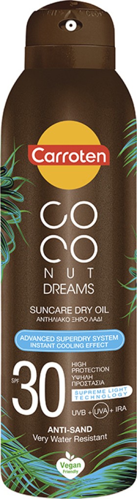 Carroten Coconut Dreams Αδιάβροχο Αντηλιακό Σώματος SPF30 Spray 150ml