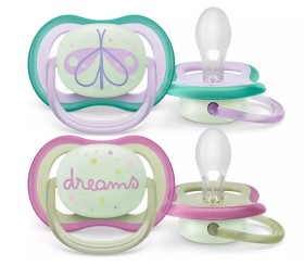 Philips AVENT Πιπίλες Σιλικόνης Νυκτός Ultra Air Nighttime για 0-6m Dreams/Butterfly 2τμχ SCF376/19