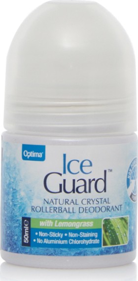 Optima Naturals Ice Guard Natural Crystal Deodorant Rollerball Roll-On Υγρός Κρύσταλλος με Αρωμα Λεμονόχορτου 50ml