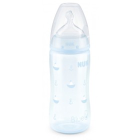 Nuk First Choice Πλαστικό Μπιμπερo Μπλε Καραβάκια 0-6m με Θηλή Σιλικόνης 300ml 10.741.798