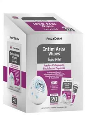 Frezyderm Intim Area Wipes Μαντηλάκια Καθαρισμού Ευαίσθητης Περιοχής 20τμχ