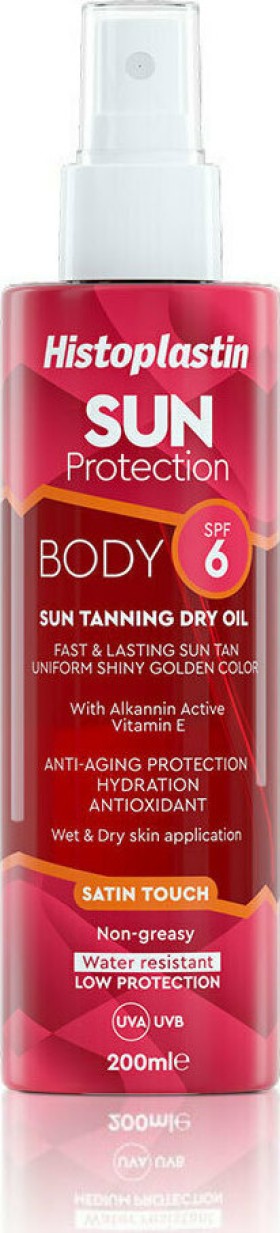 Histoplastin Sun Protection Tanning Dry Oil Body Satin Touch 6SPF για Γρήγορο Μαύρισμα 200ml