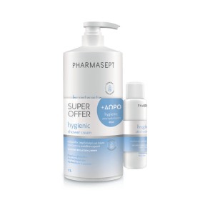 Pharmasept PROMO 2026 με Hygienic Shower Αφρόλουτρο για Σώμα, Πρόσωπο και Ευαίσθητη Περιοχή 1lt & ΔΩΡΟ Hygienic Ultra Hydra Lotion Γαλάκτωμα 80ml