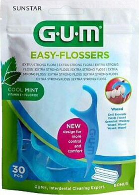 GUM Easy Flossers 890 Οδοντικό Νήμα σε Διχάλες Cool Mint Ελαφρώς Κερωμένο 30τμχ