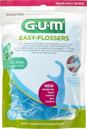 GUM Easy Flossers 890 Οδοντικό Νήμα σε Διχάλες Cool Mint Ελαφρώς Κερωμένο 90τμχ