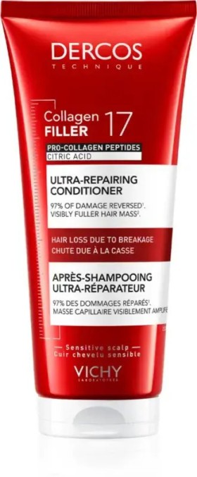 Vichy Dercos Collagen Filler 17 Intensive Repairing Fortifying Conditioner 200Ml