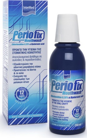 Intermed Periofix 0.20% Αποτελεσματικό Βοήθημα σε Ουλίτιδες και Περιοδοντίτιδες 250ml