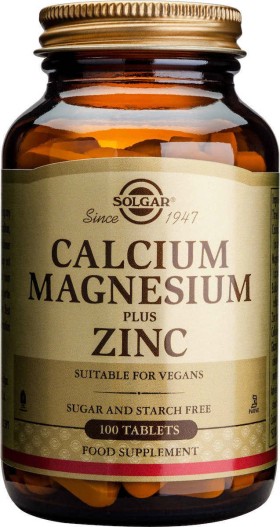 Solgar Calcium Magnesium Plus Zinc, Ασβέστιο, Μαγνήσιο & Ψευδάργυρος 100tabs
