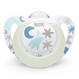 NUK Star Night Πιπίλα Σιλικόνης Αστεράκια με θήκη για 0-6m, Μπλε - Λευκό  1τμχ 10.730.718