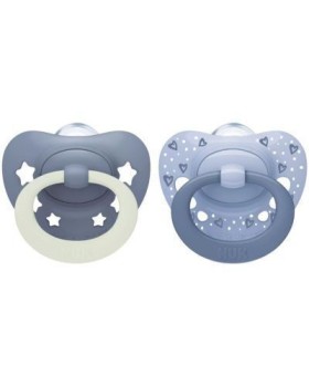 Nuk First Choice Classic Day & Night Πιπίλες Σιλικόνης Νυκτός με Θήκη Γκρι για 18-36m 2τμχ 10.177.263