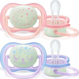 Avent Ultra Air Night Ορθοδοντική Πιπίλα Σιλικόνης 0-6m Pink & Purple 2τμχ SCF376/12