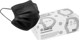 Χειρουργική Μάσκα Προσώπου 3ply Τύπου II masks.gr Μαύρο 50τμχ