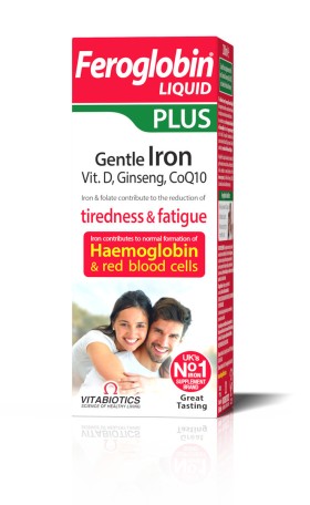 Vitabiotics Feroglobin Liquid Plus Gentle Iron, Συμπλήρωμα Σιδήρου με Vit D, Ginseng, CoQ10 200ml