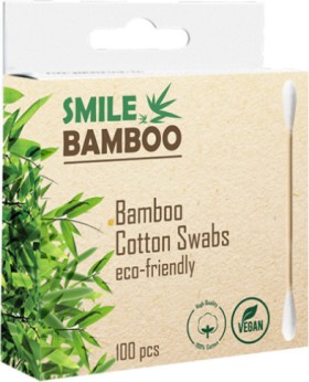 Smile Bamboo Μπατονέτες Βιοδιασπώμενες Λευκές από Μπαμπού 100τμχ