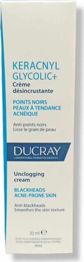 Ducray Keracnyl Glycolic+ Unclogging Cream Κρέμα Προσώπου για Μαύρα Στίγματα με Τάση Ακμής 30ml