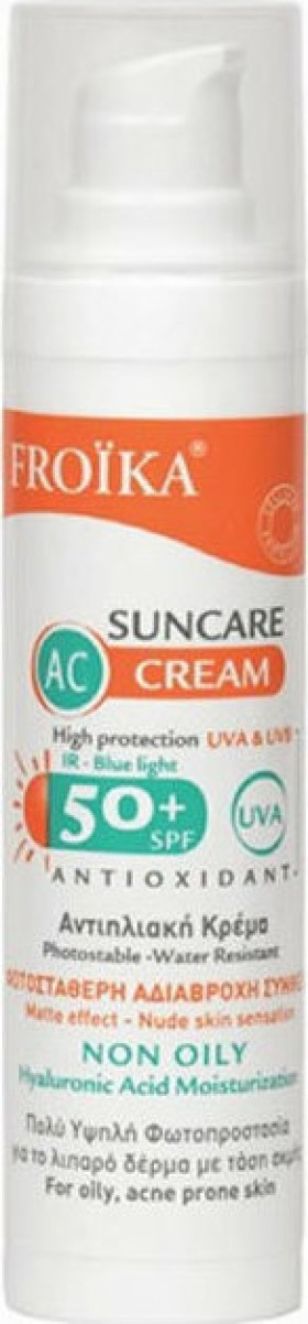 Froika AC Suncare Cream Αντηλιακή Κρέμα Προσώπου για Λιπαρή Επιδερμίδα με Τάση Ακμής SPF50 40ml