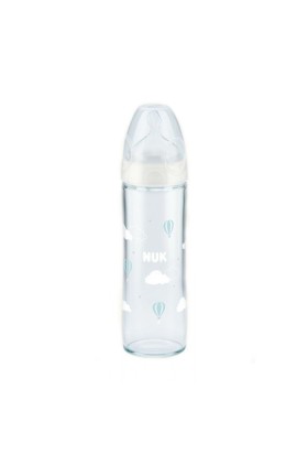 Nuk New Classic Γυάλινο Μπιμπερό Blue Clouds Λευκό 0-6m 240ml 1τμχ 10.745.080