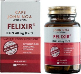 John Noa Liposomal Felixir Iron Λιποσωμιακή Φόρμουλα Σιδήρου 40mg 60caps