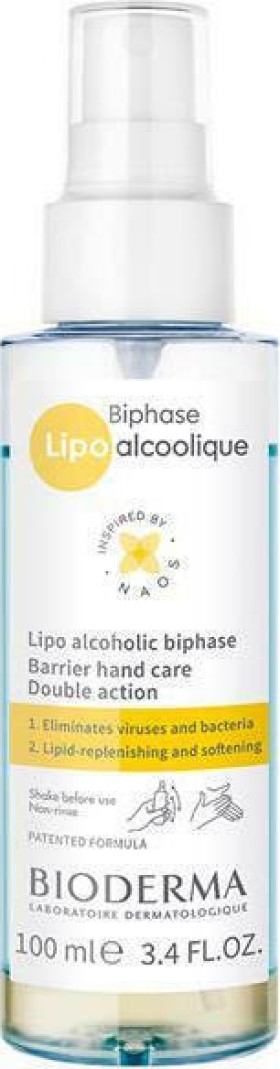 Bioderma Lipo Alcoholic Biphase Barrier Hand Care Διφασικό Απολυμαντικό που Ενυδατώνει και Απολυμαίνει 100ml