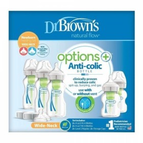 Dr. Browns Newborn feeding Set, Σετ με 5 Πλαστικά Μπιμπερό Κατά των Κολικών με Θηλή Σιλικόνης για 0m+ 2x150ml & 3x270ml WB09600