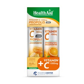 Health Aid Vitamin C 1000mg Propolis Zinc Γεύση Μέλι-λεμόνι & Vitamin C 1000mg Γεύση Πορτοκάλι 2x20tabs Αναβράζοντα