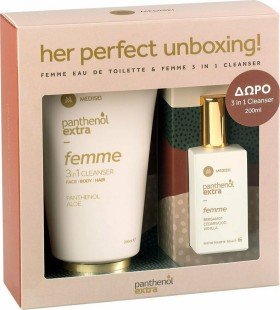 Panthenol Extra PROMO 2025 Her Perfect Unboxing Femme με Γυναικείο Άρωμα Eau De Toilette 50ml & Femme 3 In 1 Καθαριστικό Για Πρόσωπο, Σώμα & Μαλλιά 200ml