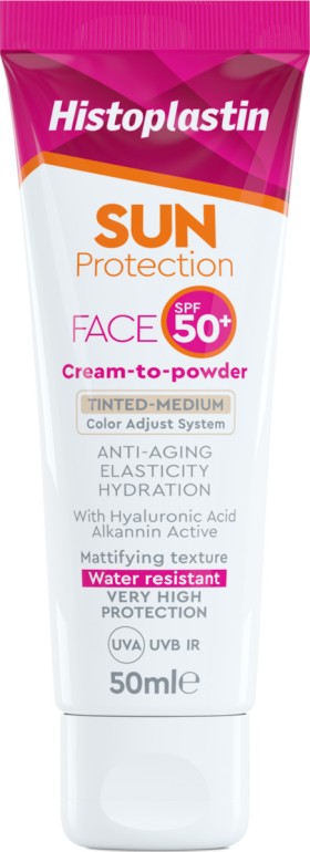 Histoplastin Sun Protection Tinted Face Cream to Powder Medium SPF50+ με Χρώμα 50ml