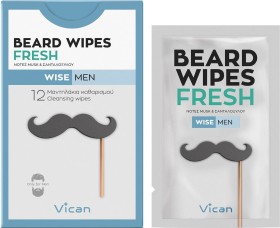 Wise Men Beard Wipes Fresh Μαντηλάκια Καθαρισμού για τα Γένια 12τμχ