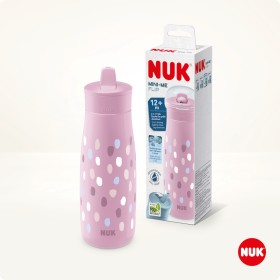 Nuk Flip bottle Πλαστικό Παγουράκι με Ρύγχος και Καλαμάκι 2 σε 1 Ροζ για 12m+ 450ml 10.225.327