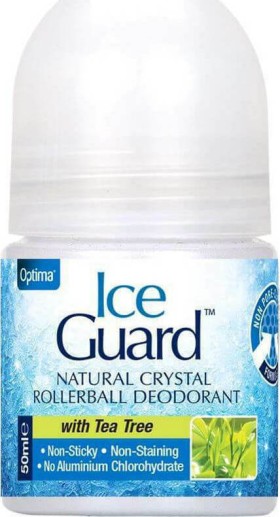 Optima Naturals Ice Guard Natural Crystal Deodorant Rollerball Roll-On Υγρός Κρύσταλλος με Αρωμα Tea tree 50ml