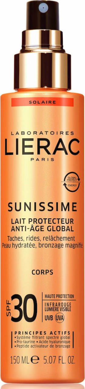 Lierac Sunissime Anti-Aging Global Milk Αντηλιακή Λοσιόν Σώματος SPF30 σε Spray 150ml
