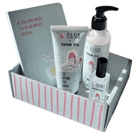 ALOE+COLORS Promo Think Pig Gift Box Το Aρωμα Tης Χαράς Mε Κρεμοσάπουνο 200ml,Κρέμα Χεριών 80ml, Eau De Toilette Αρωμα 30ml