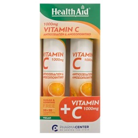 Health Aid Vitamin C 1000mg Γεύσεις Πορτοκάλι 2 x 20tabs Αναβράζοντα