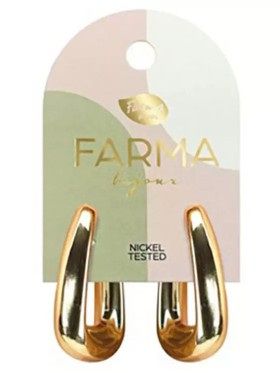 Farma Bijoux Υποαλλεργικά Σκουλαρίκια Οβάλ Χρυσοί Κρίκοι 34mm BEWOW16  1 ζευγάρι