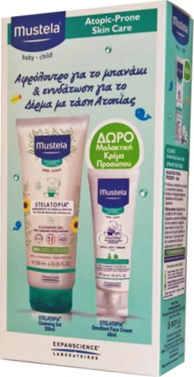 Mustela PROMO PACK Stelatopia Cleansing Gel Αφροντούς 200ml & ΔΩΡΟ Stelatopia Emollient Face Cream Κρέμα Προσώπου 40ml