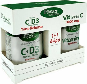 Power Of Nature Platinum Range PROMO PACK Vitamin C+D3 1000mg 30tabs & Vitamin C 1000mg 20tabs