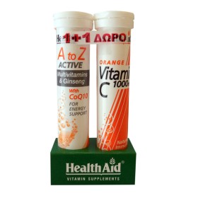 Health Aid A to Z Active 1+1 ΔΩΡΟ Vitamin C 1000mg 20 αναβράζοντα δισκία