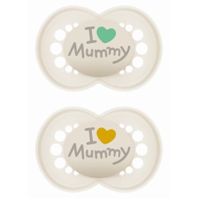 MAM Πιπίλα Σιλικόνης Original I Love Mummy 6-16m Κρεμ 2τμχ