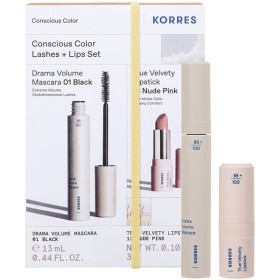 KORRES XMAS PROMO 2025 Consious Color Set με Drama Volume Mascara 01 Black 13ml & True Velvety Lipstick 13 Nude Pink 3g