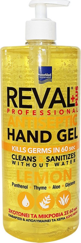 Intermed Reval Antiseptic Hand Gel Lemon Αντισηπτικό Χεριών με Αντλία 1000ml