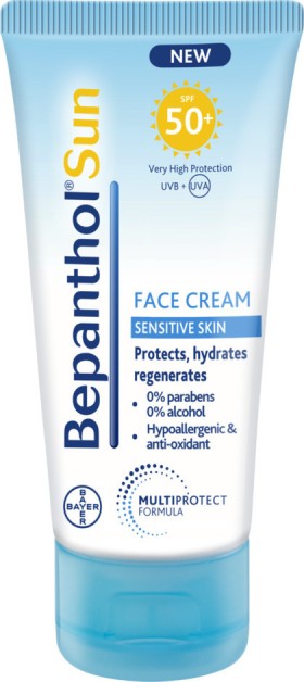 Bepanthol Sun Cream Αντηλιακή Κρέμα Προσώπου για Ευαίσθητο Δέρμα SPF50 50ml