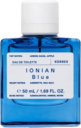 Korres Ionian Blue Eau De Toilette, Άρωμα Με Δροσερές Θαλασσινές & Μεσογειακές Νότες 50ml