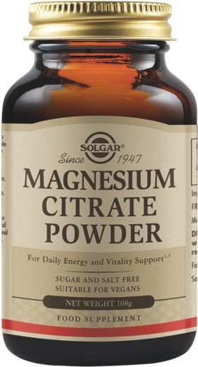 Solgar Magnesium Citrate Powder Συμπλήρωμα Κιτρικού Μαγνησίου σε Σκόνη 108g