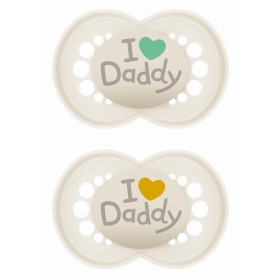 MAM Πιπίλα Σιλικόνης Original I Love Daddy 6-16m Κρεμ 2τμχ