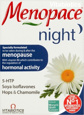 Menopace Night Για τα Νυχτερινά Συμπτώματα της Εμμηνόπαυσης 30tabs