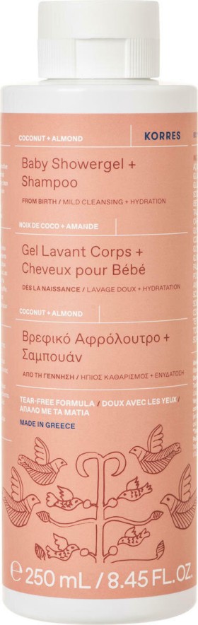 Korres Baby Αφρόλουτρο Σαμπουάν Coconut & Almond 250ml