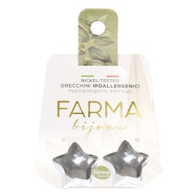 Farma Bijoux Υποαλλεργικά Σκουλαρίκια Στρογγυλά Αστέρια Ασημί 1 Ζεύγος BEG007