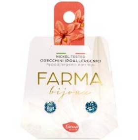 Farma Bijoux Υποαλλεργικά Σκουλαρίκια Γαλάζιο Κρύσταλλος Swarovski 5,3mm BE64C11