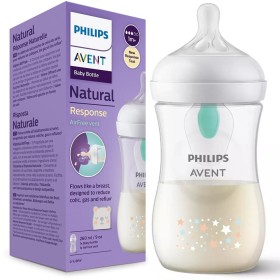 Philips Avent Πλαστικό Μπιμπερό Natural Response, Θηλή Μέτριας Ροής  με αεραγωγό Airfree Vent 3-6m, 260ml SCY673/82